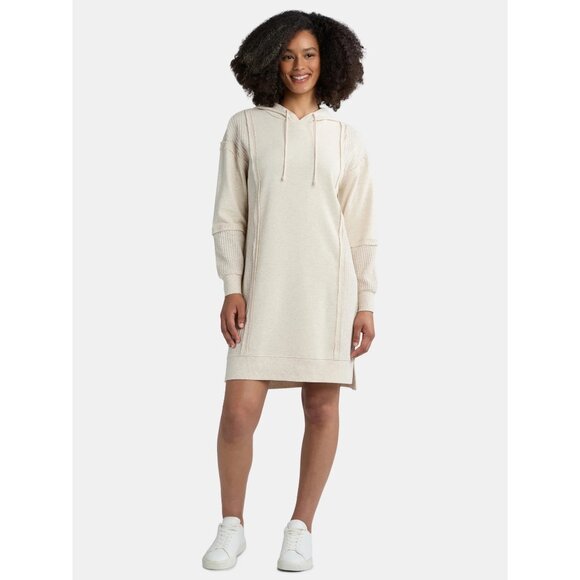 Time And Tru Women's Hooded Dress Oatmeal Heather XL NWT Casual Comfy - Picture 1 of 7